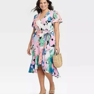 Ava & Viv Multicolor Wrap Dress